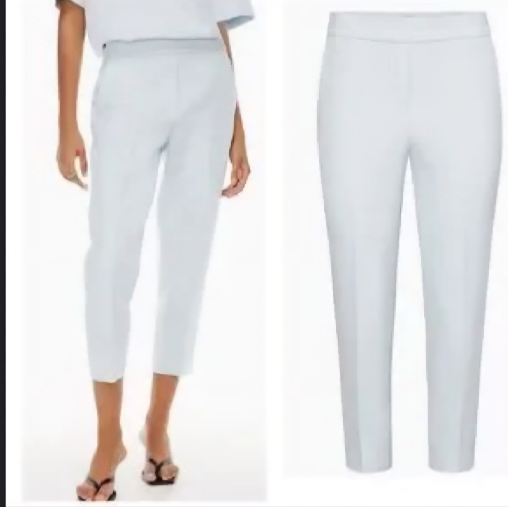 Babaton Aritzia Conan Pull On Cropped Crepey Pants Sz 6 Pale Blue